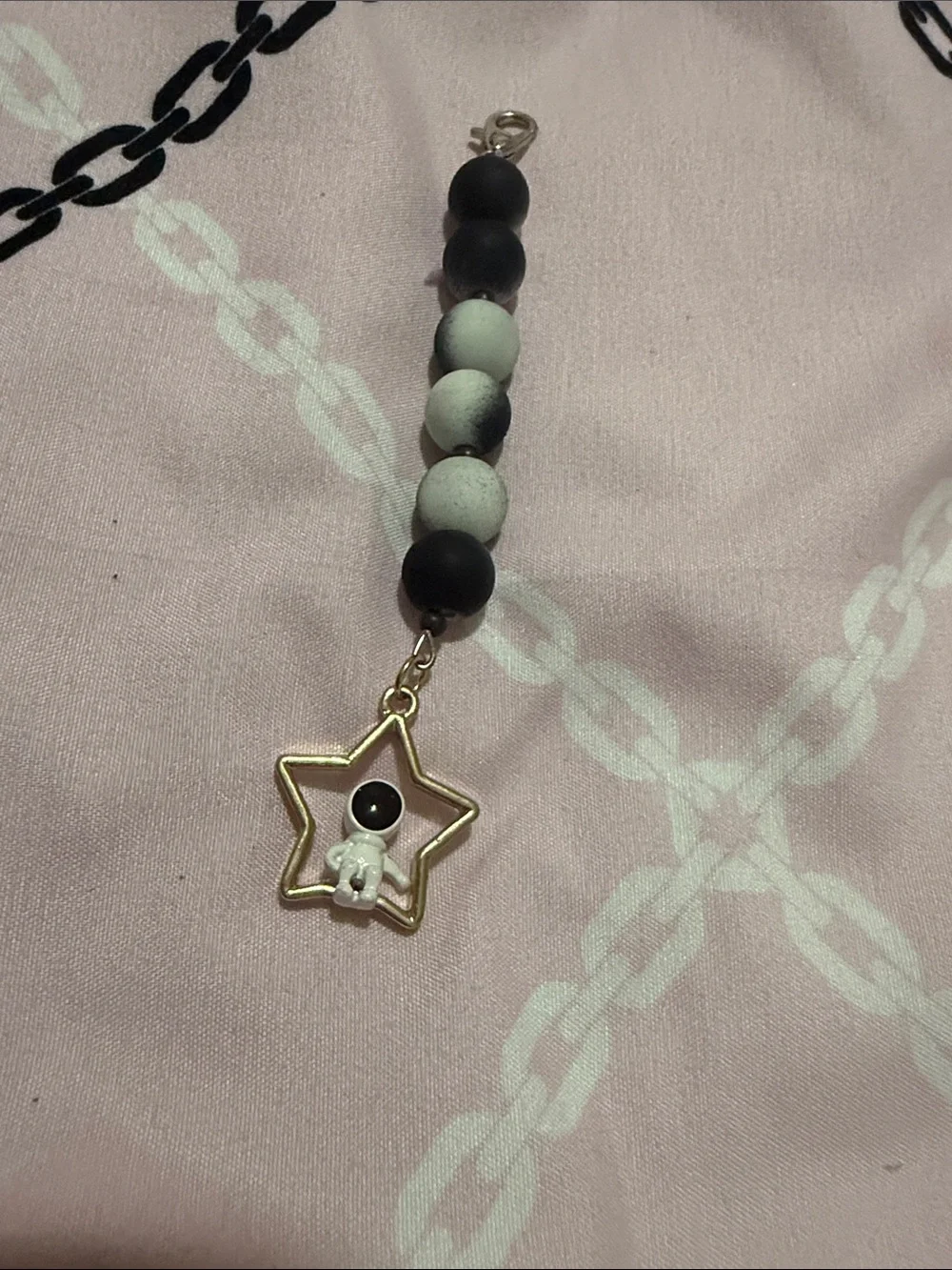 Kids Star Charm Beaded Clip - Black & Gray